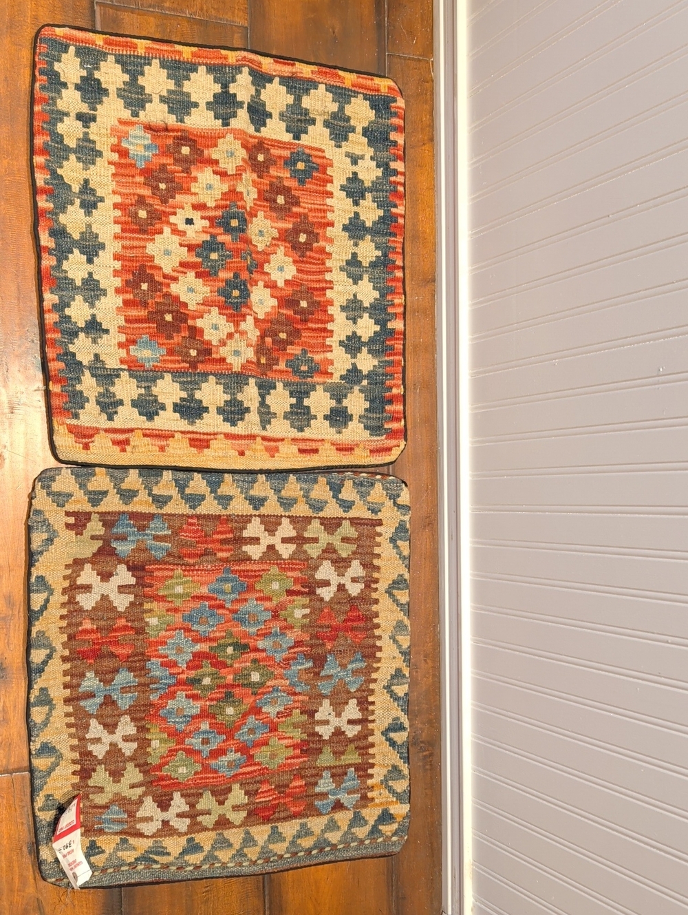Handwoven In Pakistan Oriental Accent Pillow Covers in Rust, Blue, and Cream